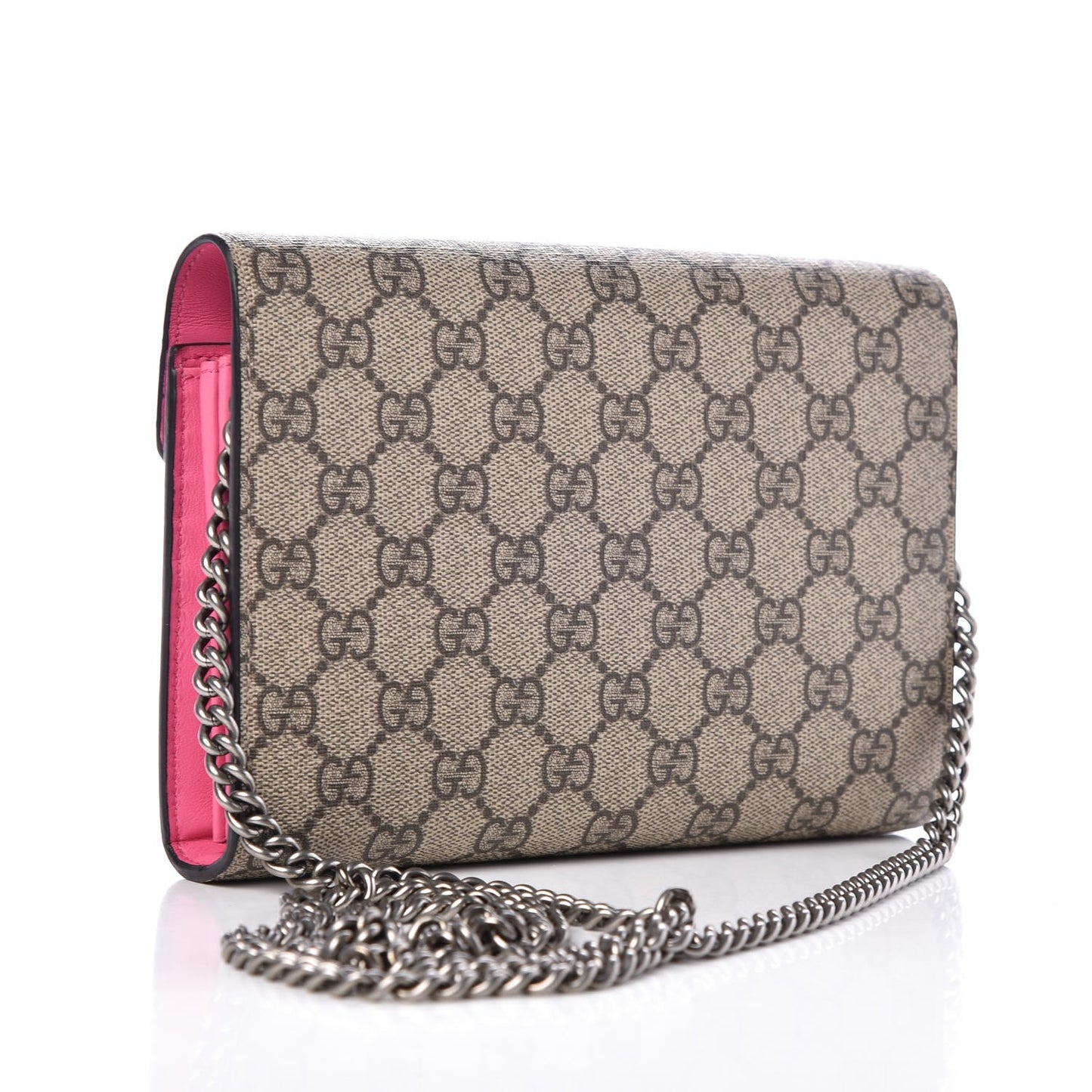 GG Supreme Monogram Mini Dionysus Chain Wallet Beige Pink