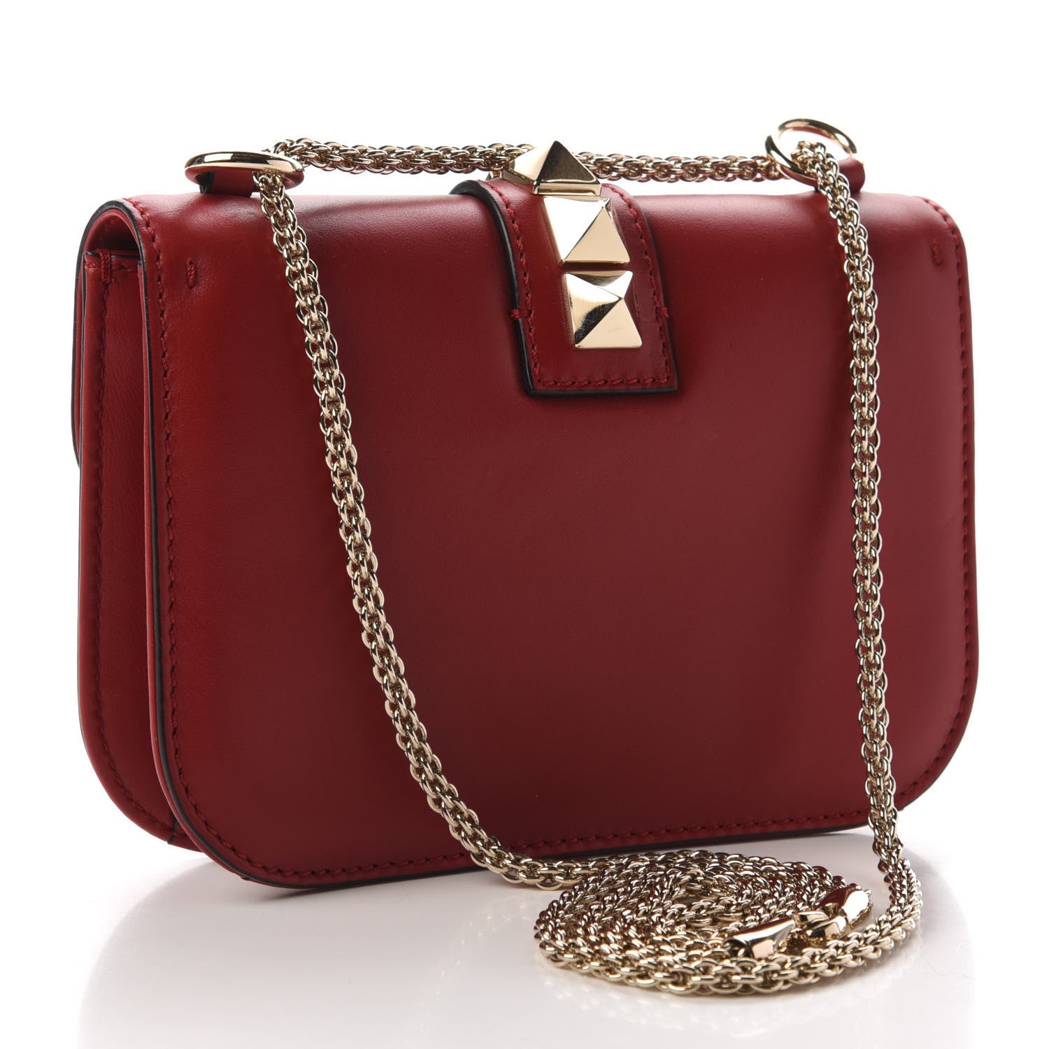 Valentino Garavani Vitello Small Glam Lock Rockstud Flap Red 3 of 9