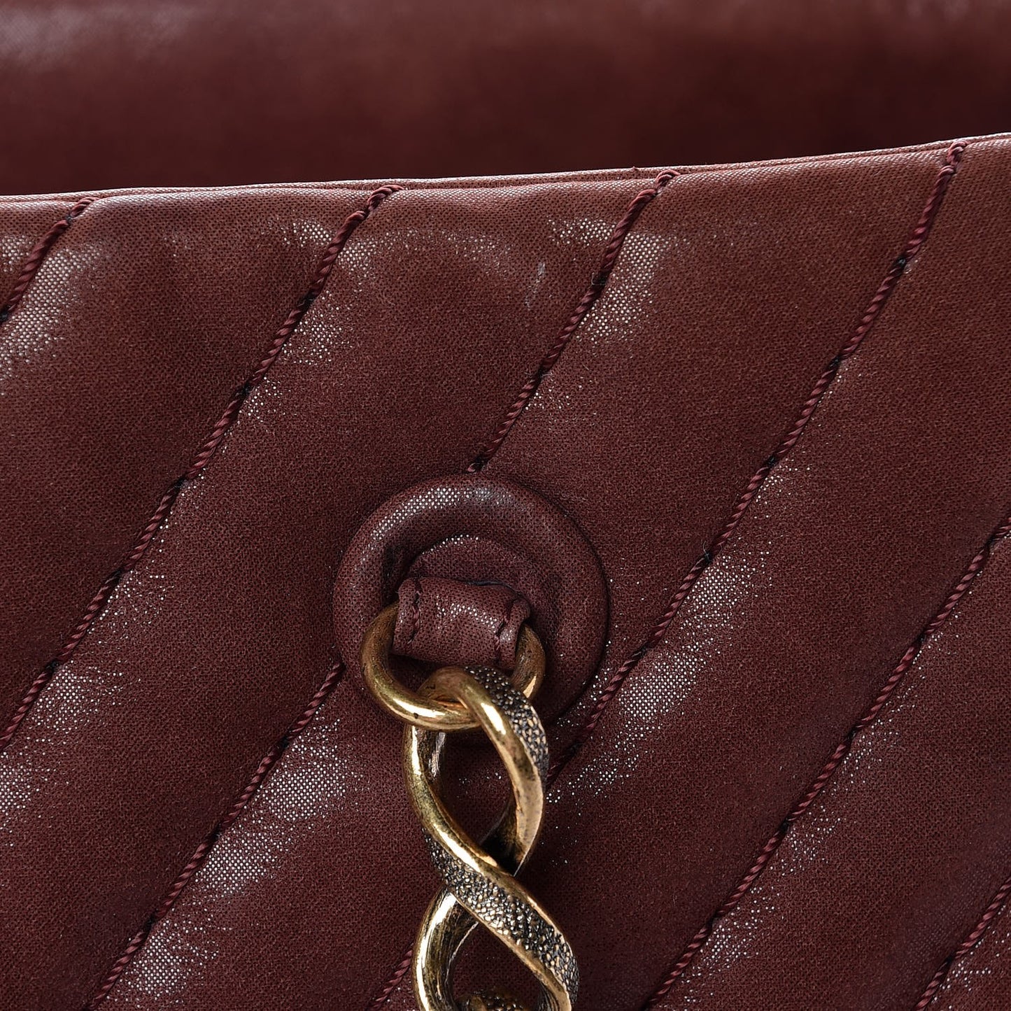 Iridescent Calfskin Chevron Quilted Surpique Tote Burgundy