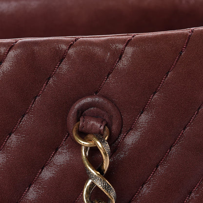 Chanel Iridescent Calfskin Chevron Quilted Surpique Tote Burgundy 10 of 18