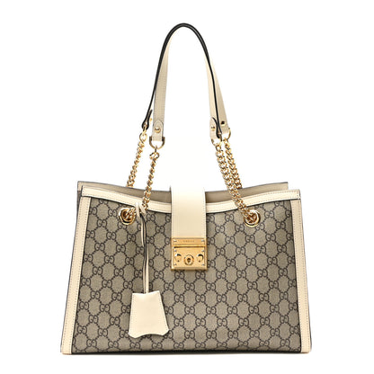 Gucci GG Supreme Monogram Medium Padlock Tote White 1 of 11