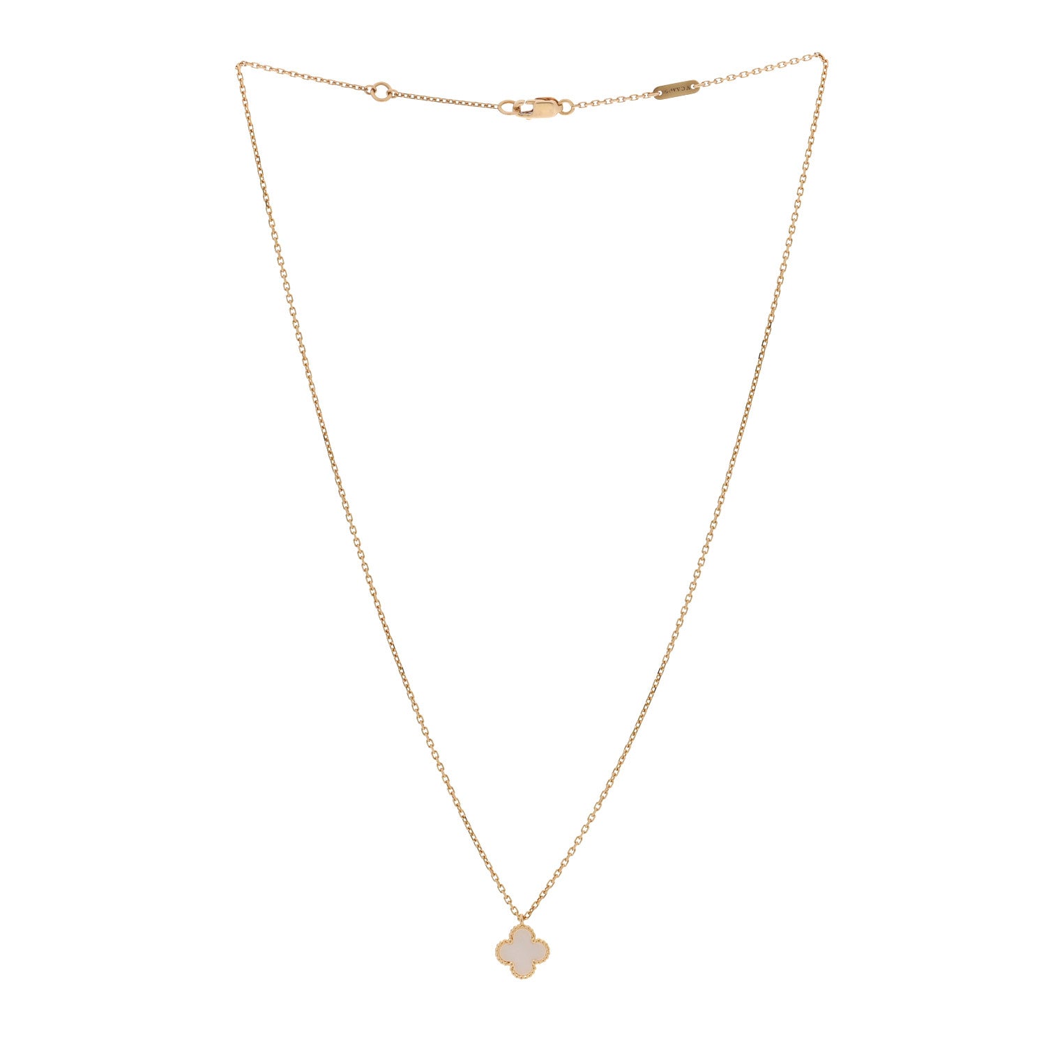 Van Cleef & Arpels 18K Yellow Gold Mother of Pearl Sweet Alhambra Pendant Necklace 3 of 5