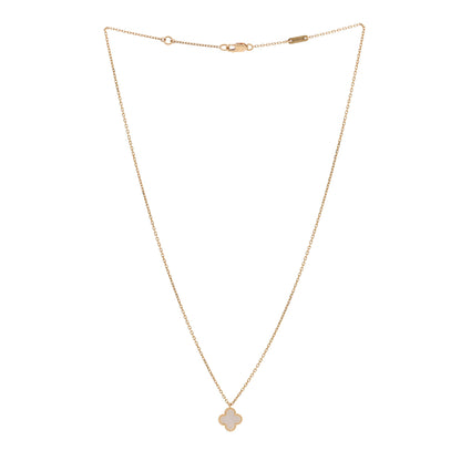Van Cleef & Arpels 18K Yellow Gold Mother of Pearl Sweet Alhambra Pendant Necklace 3 of 5
