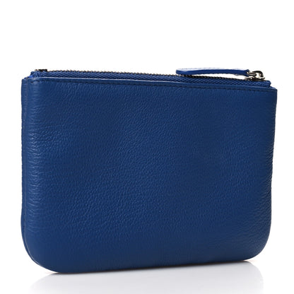 Chanel Goatskin Small CC Clover Cosmetic Case Blue 3 of 8