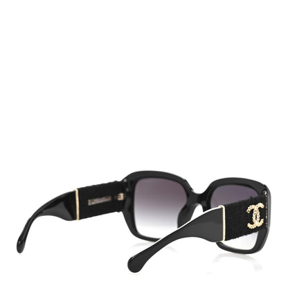 Chanel Acetate Tweed Square Sunglasses 5512 Black 4 of 9