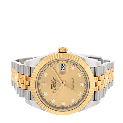 Rolex Stainless Steel 18K Yellow Gold Diamond 41mm Oyster Perpetual Datejust Watch Champagne 126333 2 of 5