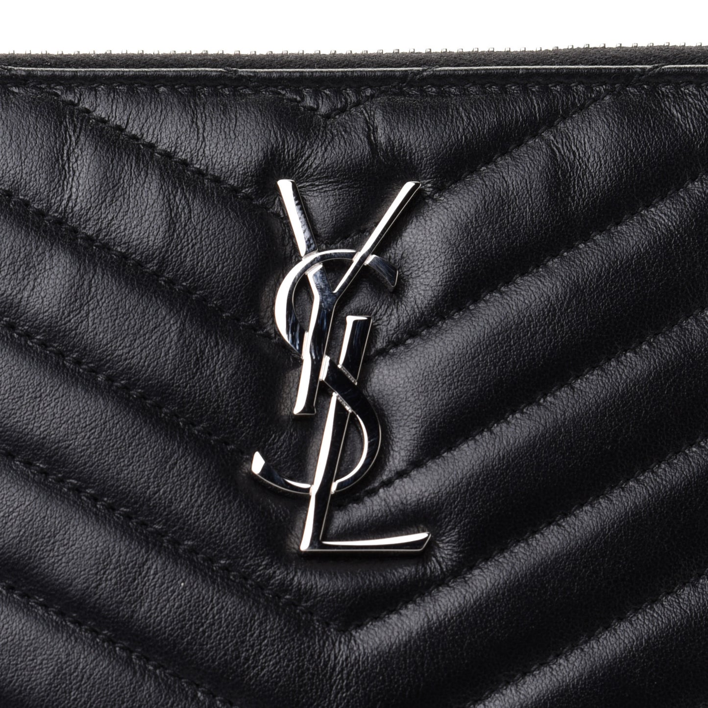 Calfskin Matelasse Chevron Monogram A5 Wristlet Black