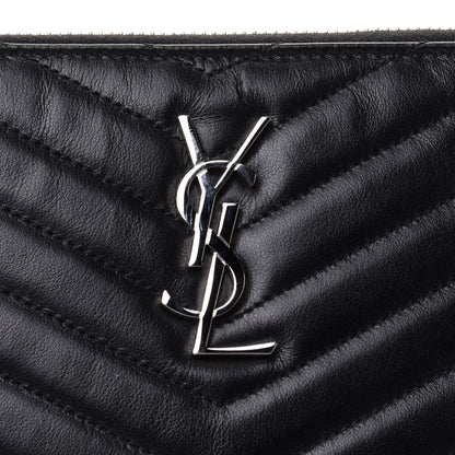 Saint Laurent Calfskin Matelasse Chevron Monogram A5 Wristlet Black 8 of 9
