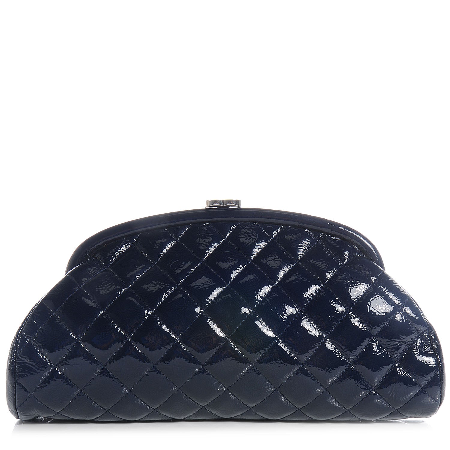 Chanel Patent Quilted Timeless Clutch Navy 1 of 7