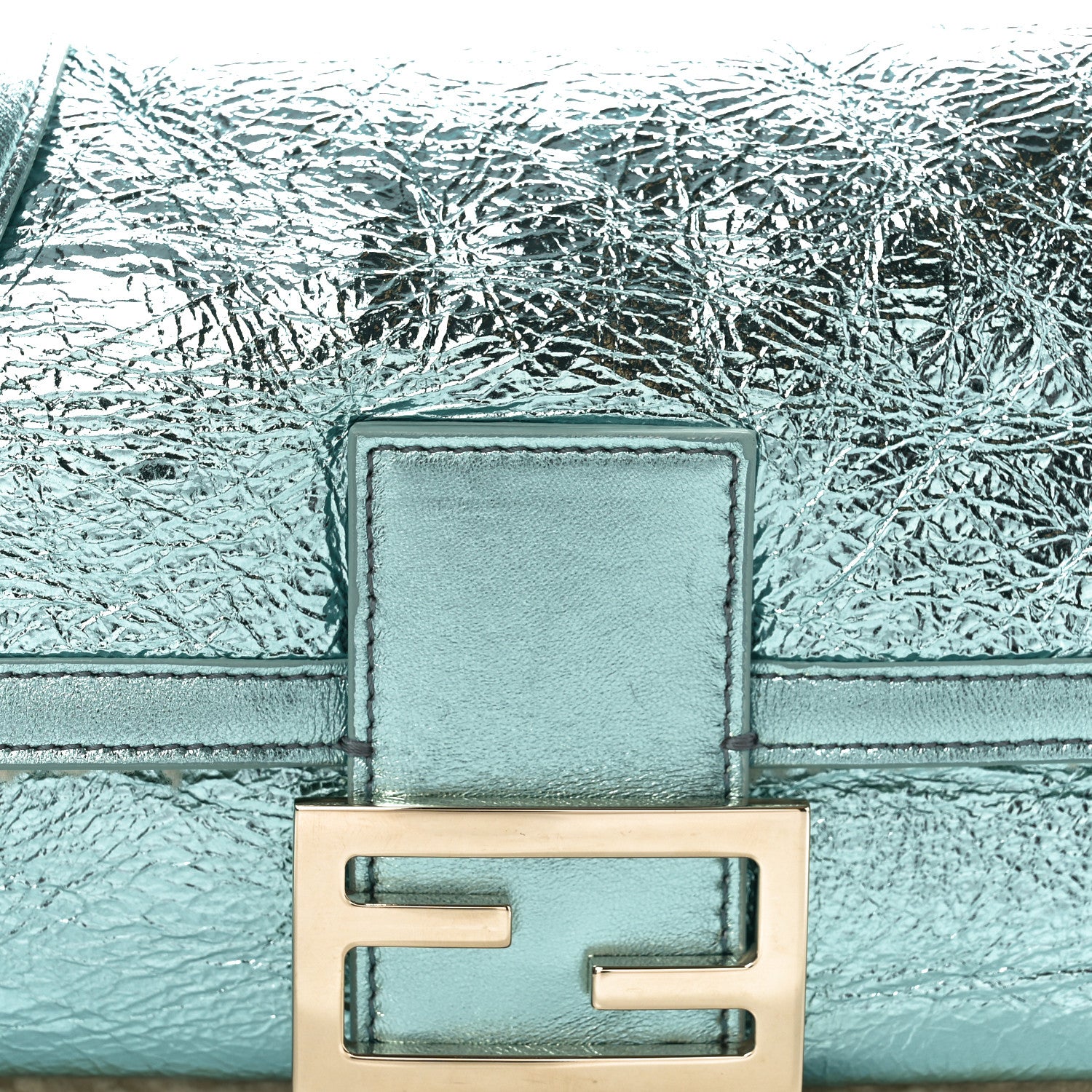 Fendi Metallic Lambskin Sheepskin Fur Re-Edition 2005-2006 Baguette Light Blue 9 of 11