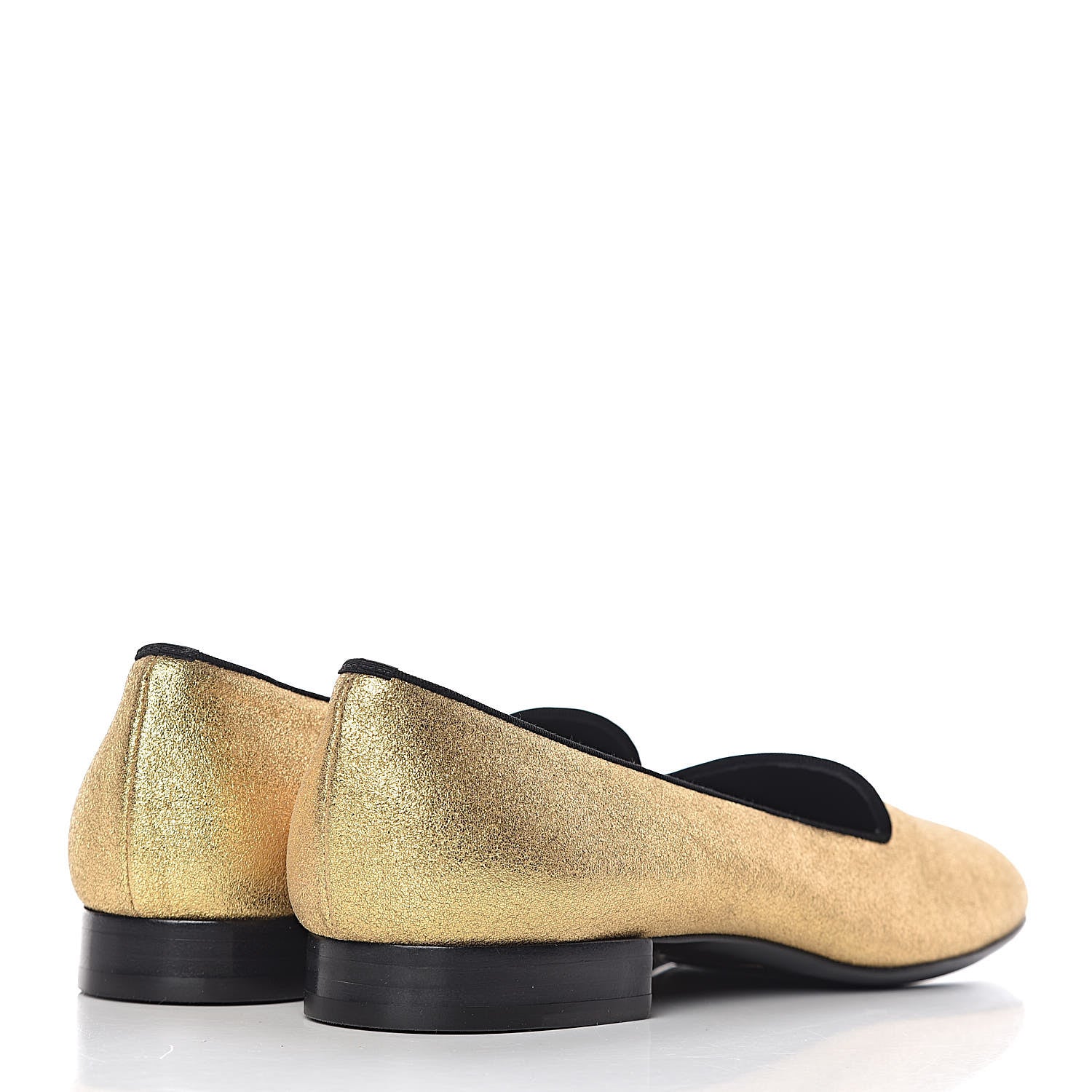 Saint Laurent Metallic Calfskin Smoking Slipper Flat Loafers 38 Gold 4 of 14
