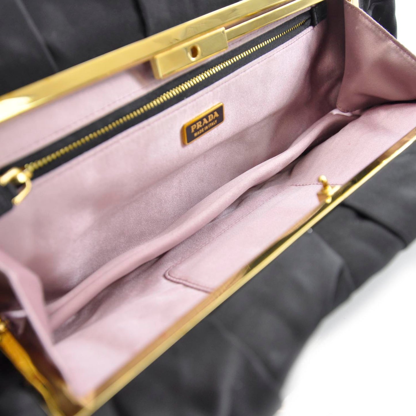 Satin Frame Evening Bag Black