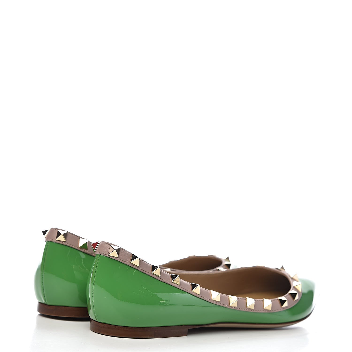 Valentino Garavani Patent Rockstud Ballerina Flats 38.5 Green Poudre 4 of 10