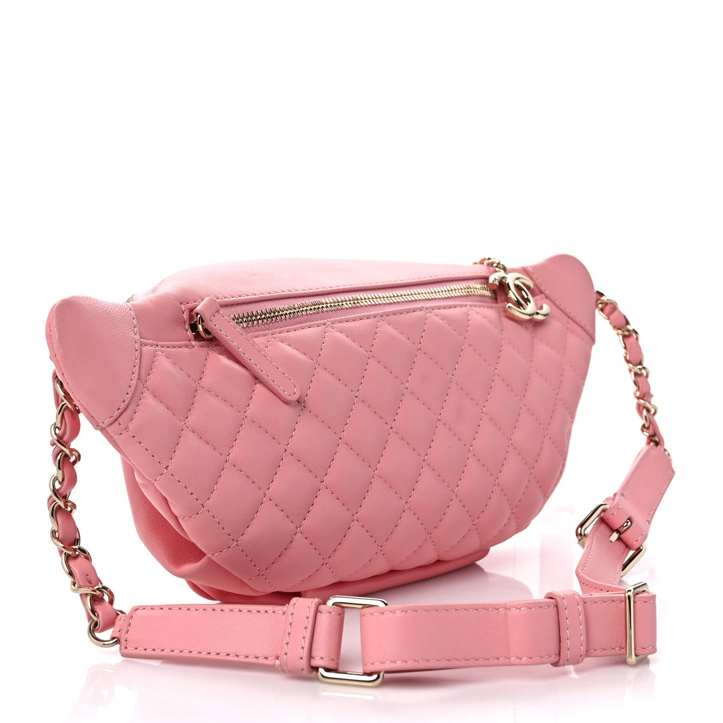 Lambskin Quilted Waist Belt Bag Pink