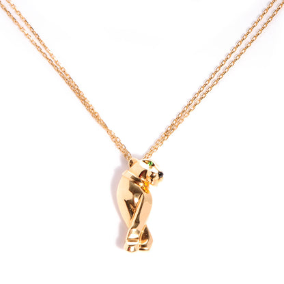 Cartier 18k Yellow Gold Tsavorite Onyx Panthere de Necklace 1 of 9