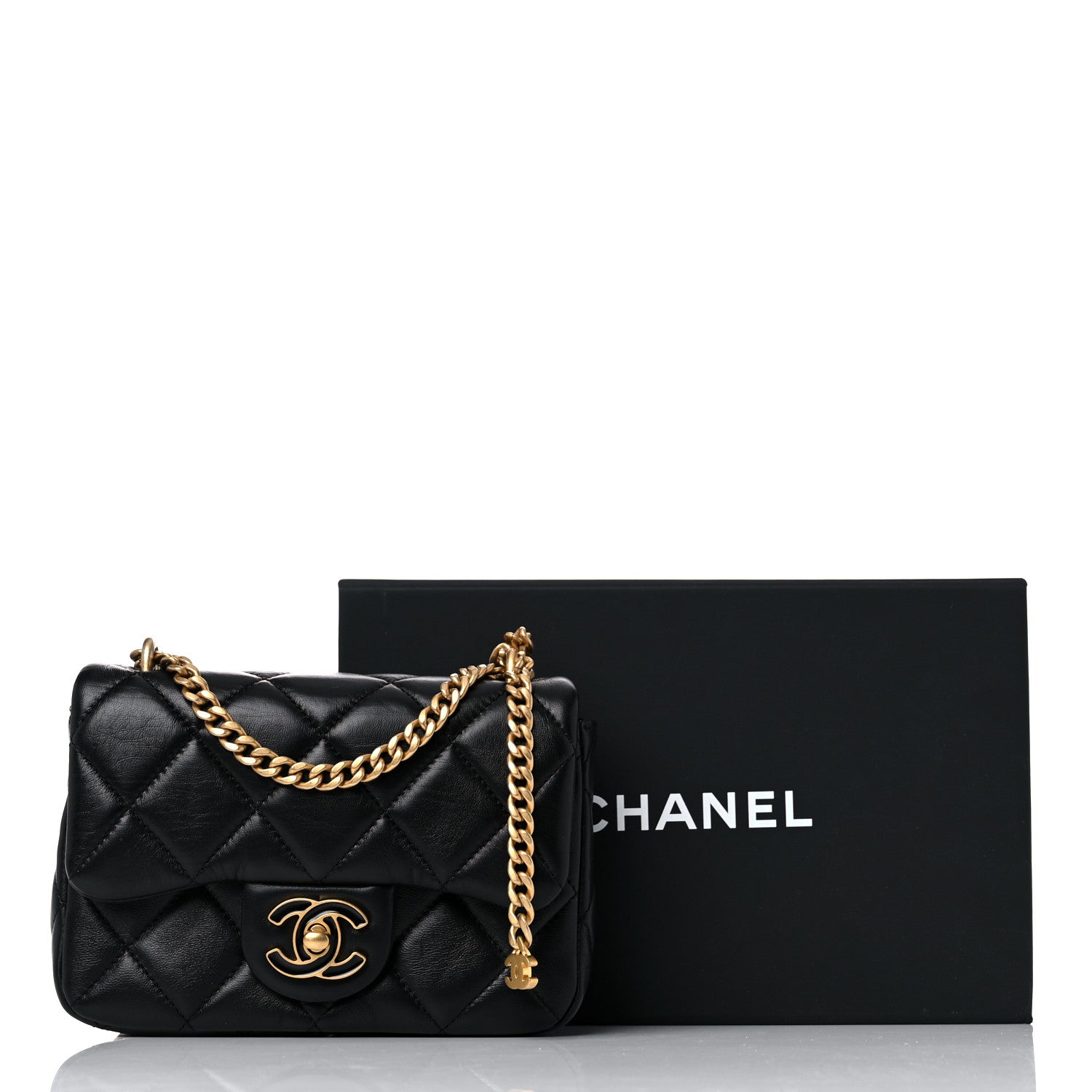 Chanel Lambskin Enamel Quilted Mini Pending CC Square Flap Black 11 of 11