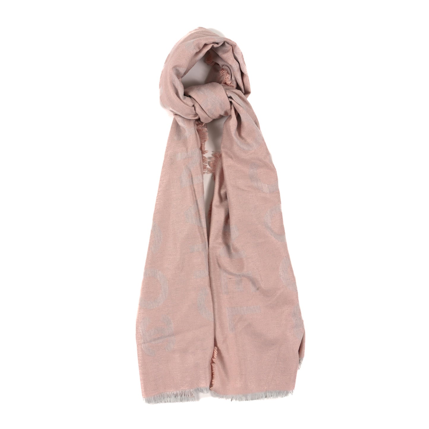 Silk Cashmere CC Fringe Scarf Light Pink