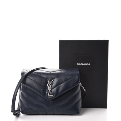 Saint Laurent Calfskin Y Quilted Monogram Toy Loulou Chain Satchel Medium Blue 8 of 8