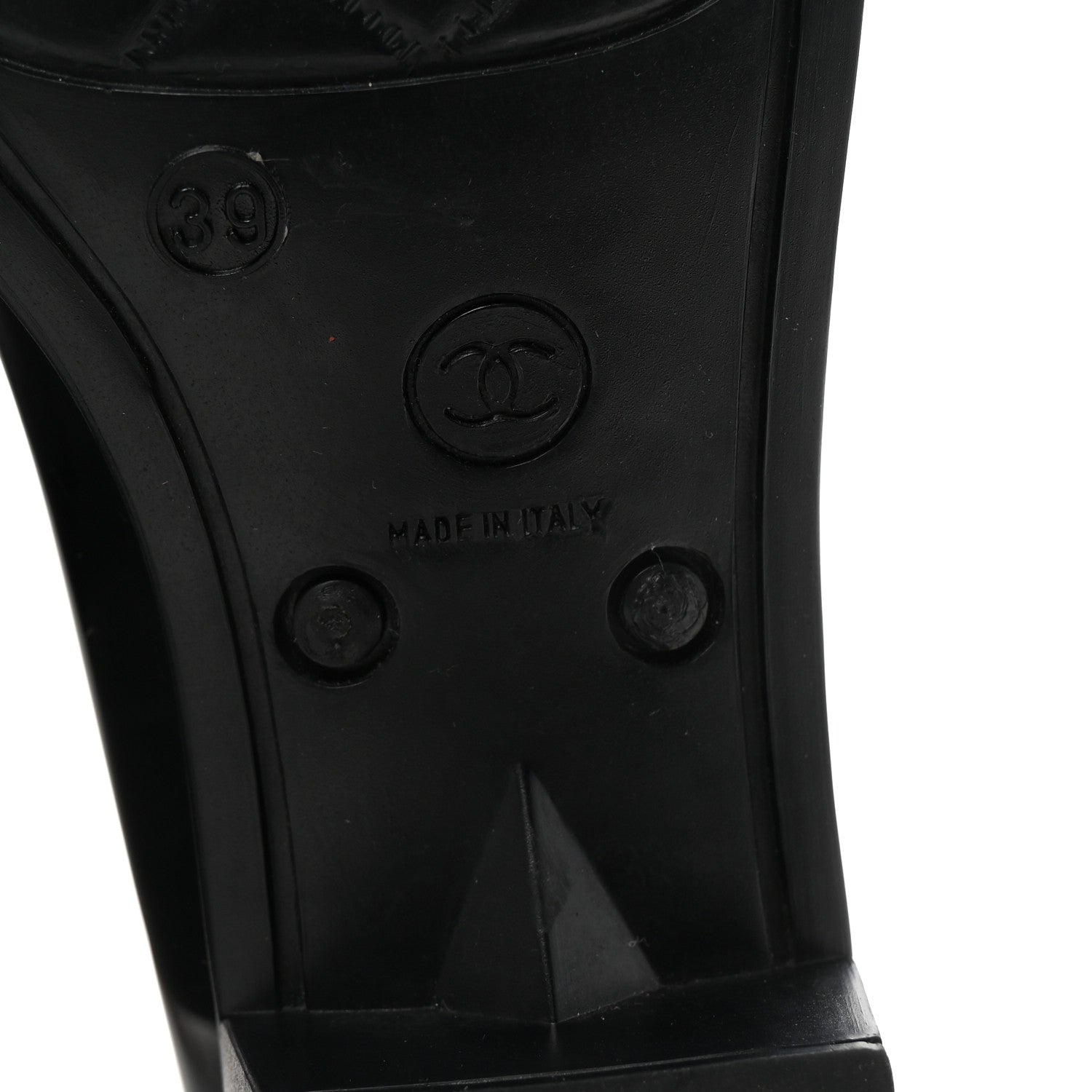 Chanel Rubber Camellia Rain Boots 39 Black 7 of 7