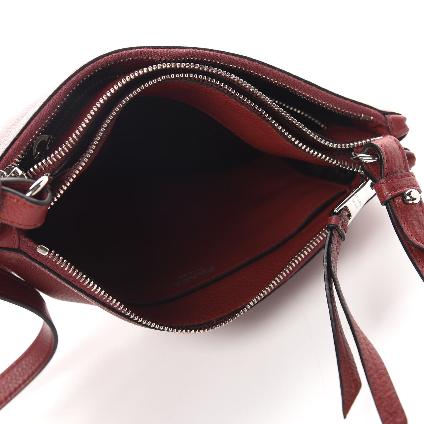 Vitello Daino Double Zip Crossbody Bag Rubino