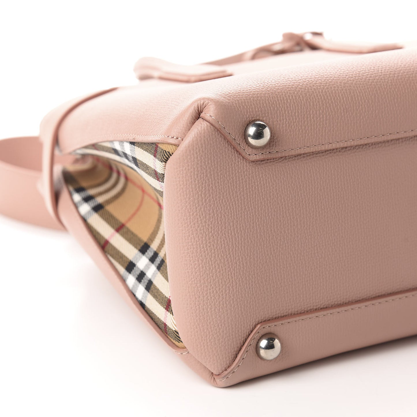 Grainy Calfskin House Check Medium Banner Tote Ash Rose