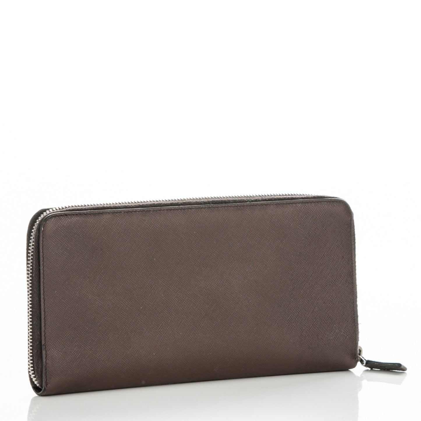 Saffiano Large Zip Around Travel Wallet Brown