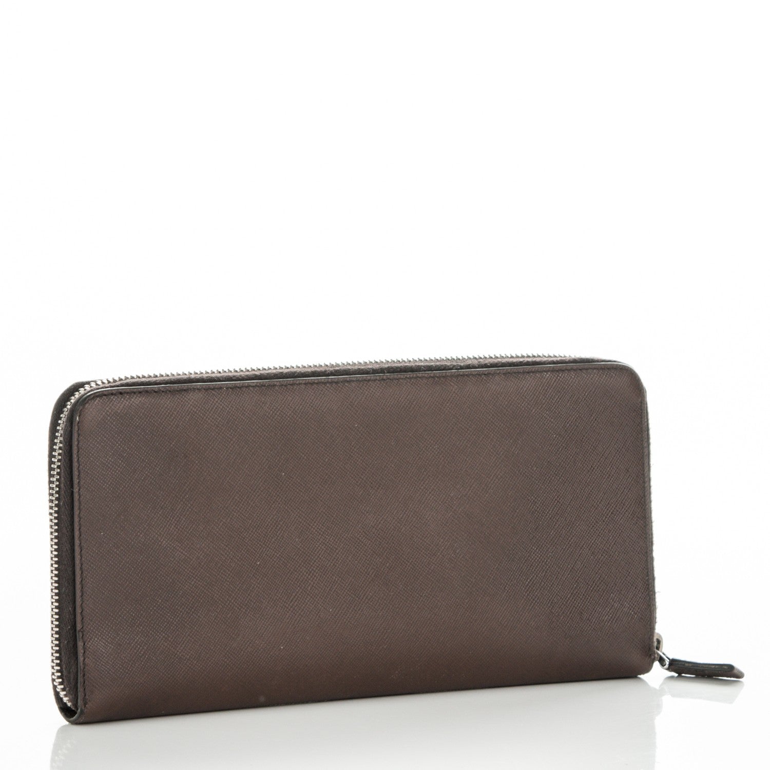 Prada Saffiano Large Zip Around Travel Wallet Brown 3 of 5