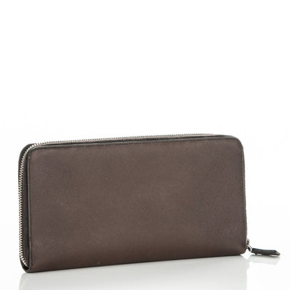 Prada Saffiano Large Zip Around Travel Wallet Brown 3 of 5