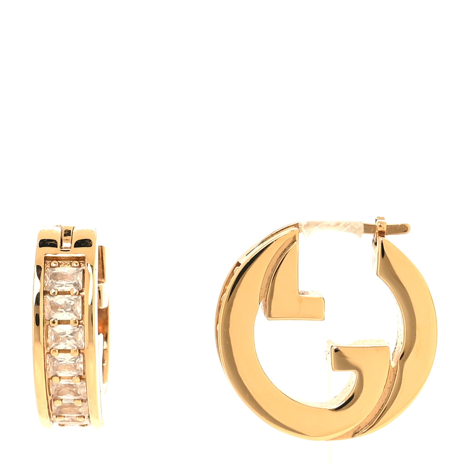 Gucci Brass Crystal Blondie Mini Hoop Earrings Light Gold 1 of 5