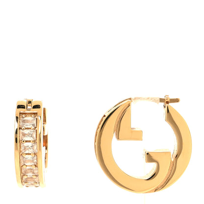 Gucci Brass Crystal Blondie Mini Hoop Earrings Light Gold 1 of 5