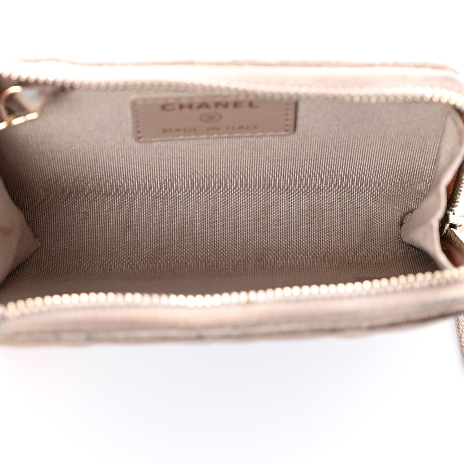 Chanel Iridescent Caviar Quilted Zipped Key Holder Case Beige 5 of 21