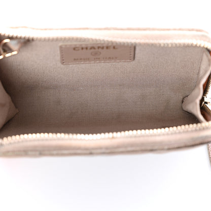 Chanel Iridescent Caviar Quilted Zipped Key Holder Case Beige 5 of 21