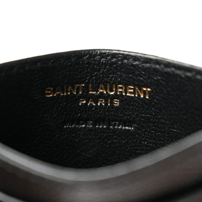 Saint Laurent Grain De Poudre Matelasse Chevron Monogram Credit Card Case Black 6 of 7