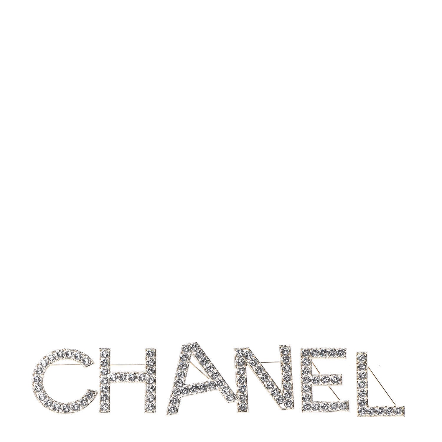 Chanel Crystal Cha-Nel Logo Brooch Set Gold 1 of 10