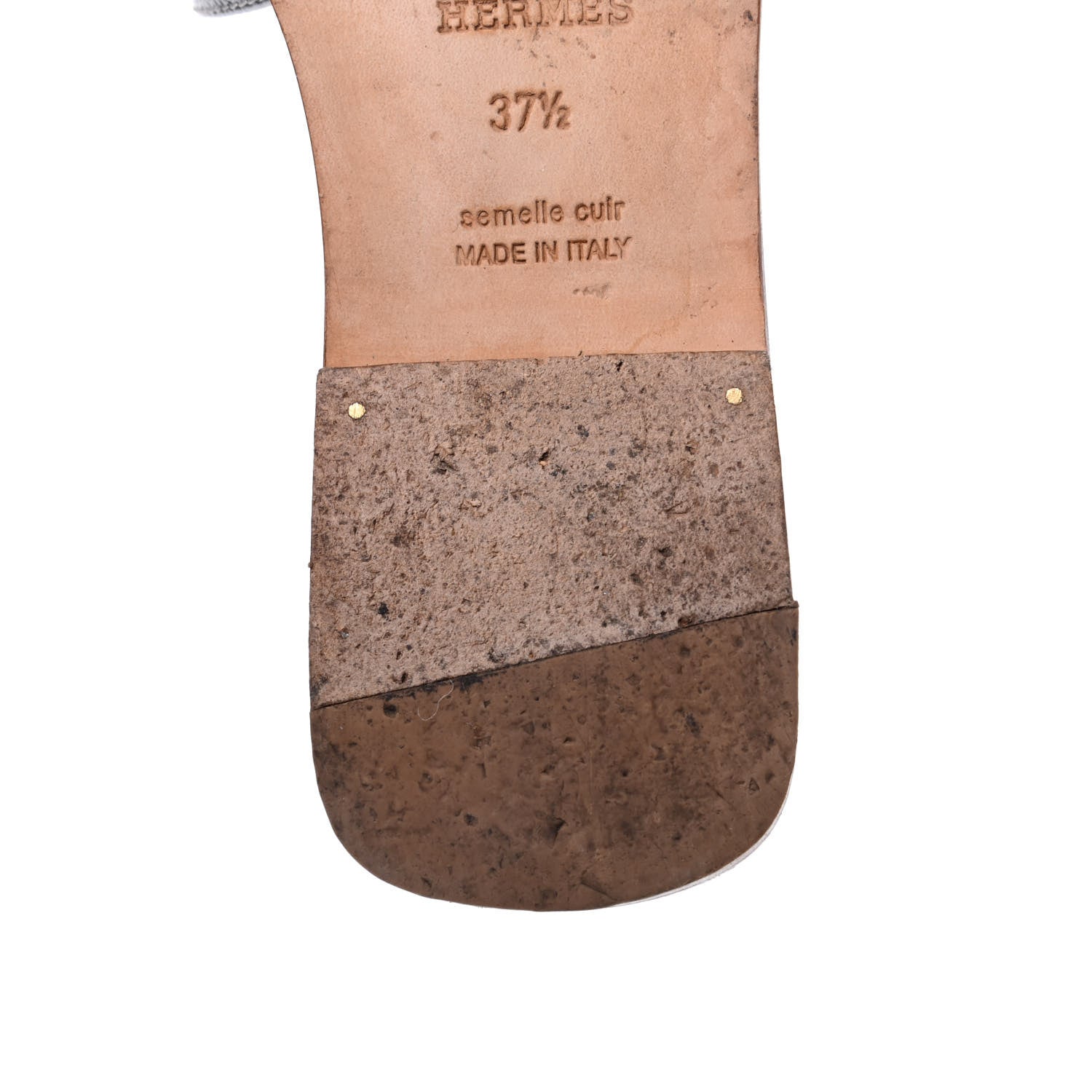 Hermes Metallic Epsom Oran Sandals 37.5 Gris Argente 12 of 14