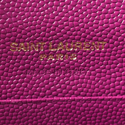 Saint Laurent Grain De Poudre Matelasse Chevron Small Monogram Envelope Wallet Dark Grape 6 of 7