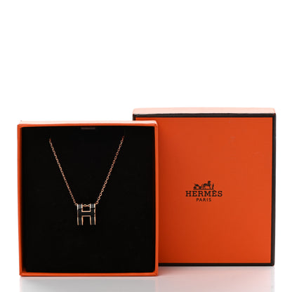 Hermes Lacquered Rose Gold Pop H Pendant Necklace Black 7 of 7