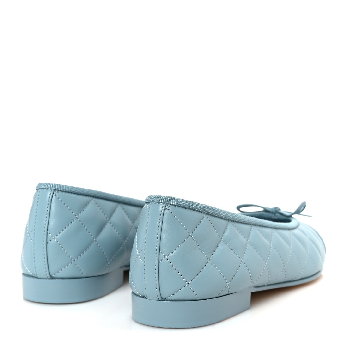 Lambskin Quilted CC Cap Toe Ballerina Flats 37.5 Blue