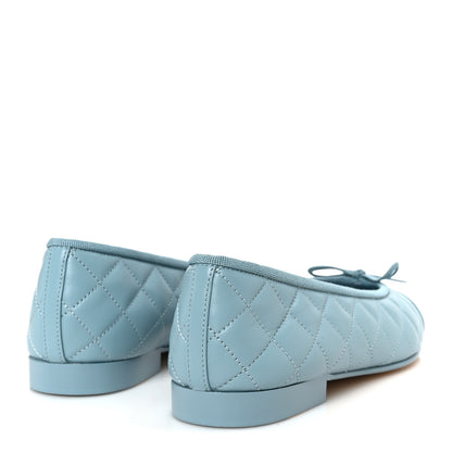 Chanel Lambskin Quilted CC Cap Toe Ballerina Flats 37.5 Blue 5 of 10