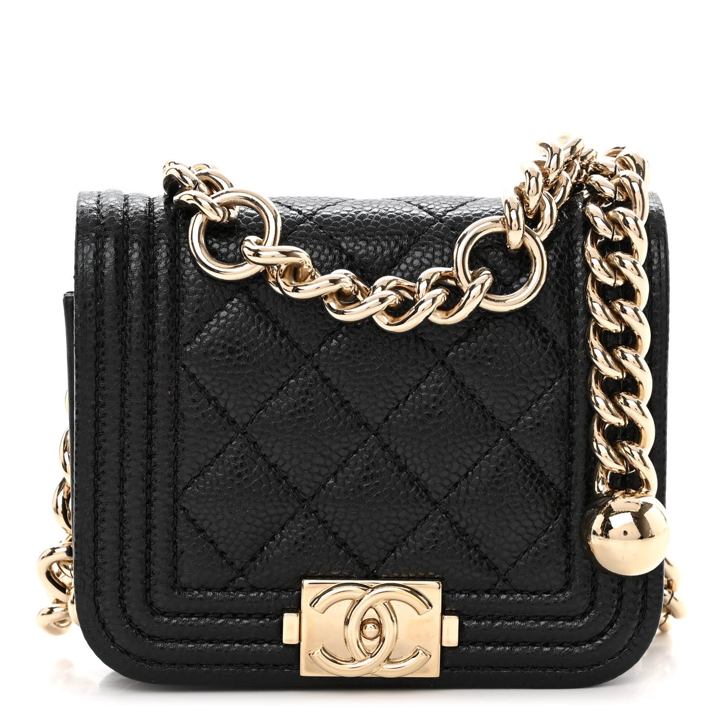 Caviar Quilted Boy Flap Waist Belt Bag Black