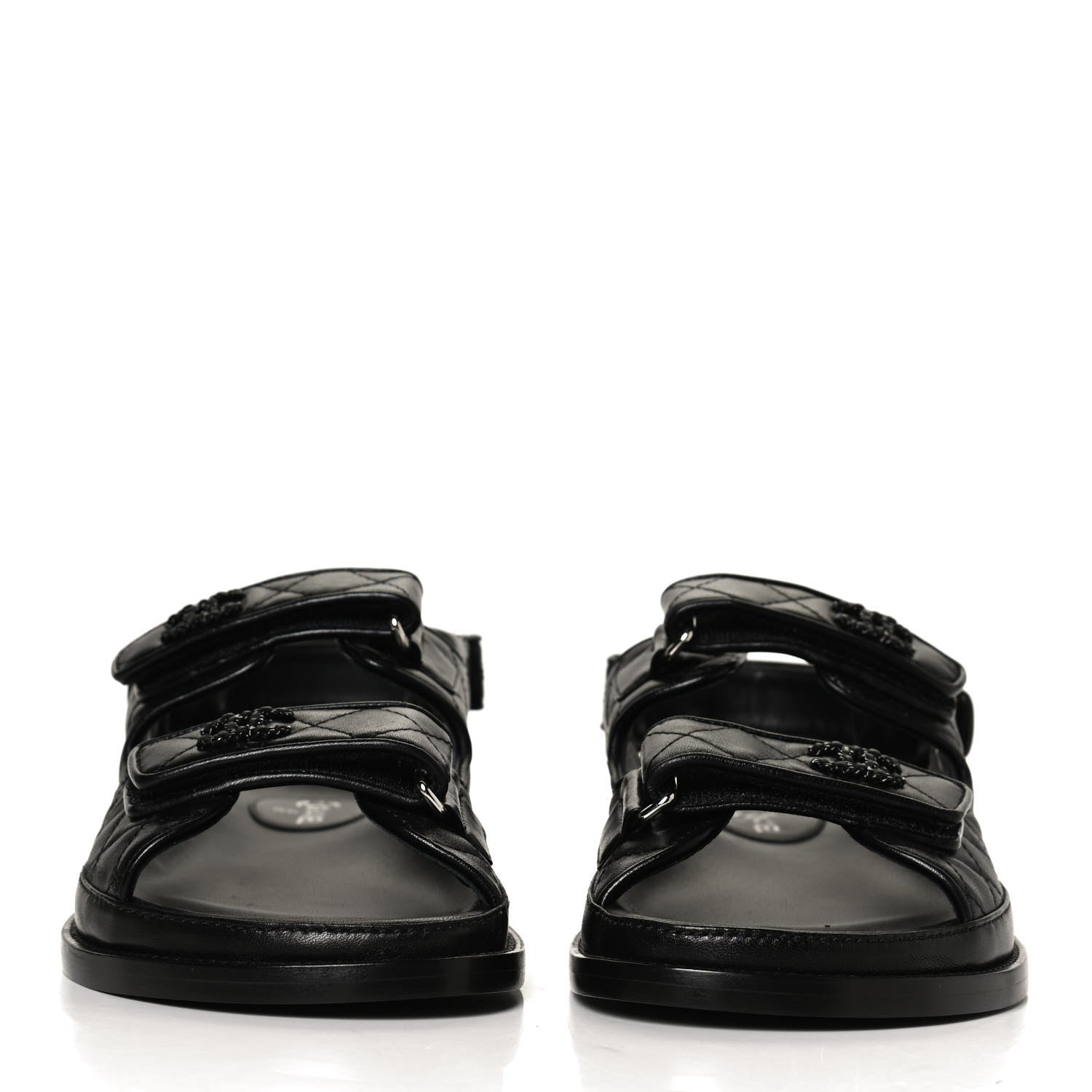 Chanel Lambskin Quilted Velcro Dad Sandals 39 So Black 2 of 12