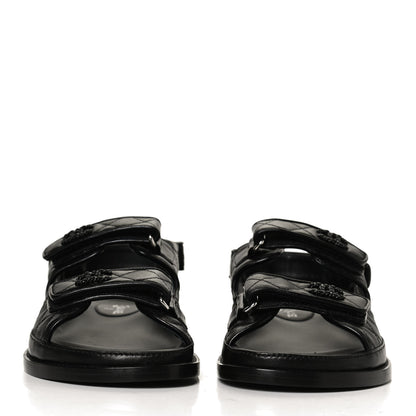 Chanel Lambskin Quilted Velcro Dad Sandals 39 So Black 2 of 12