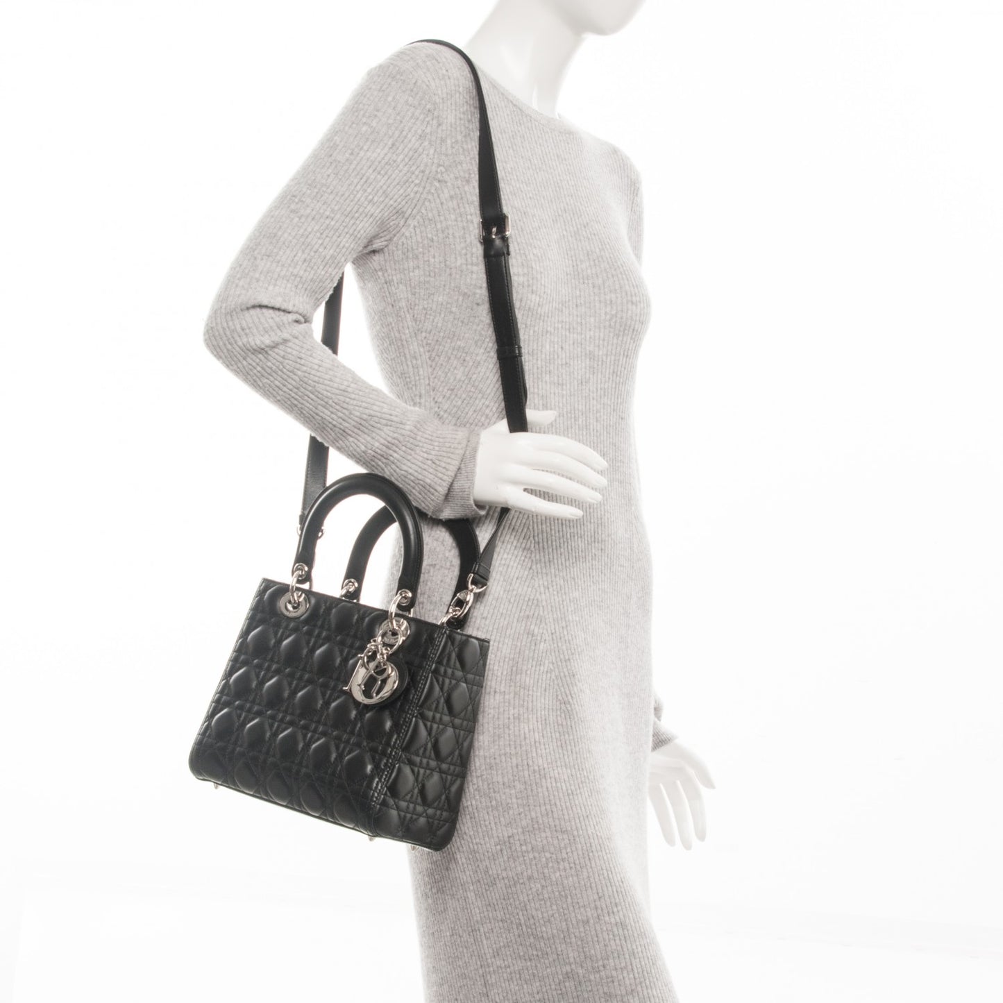 Lambskin Cannage Medium Lady Dior Black