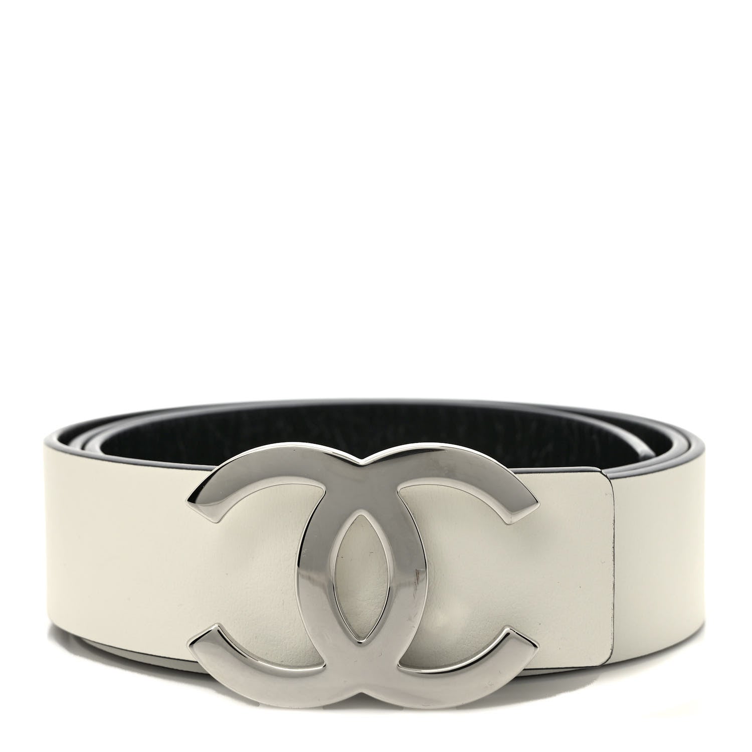 Chanel Patent Calfskin CC Reversible Belt 90 36 Black White 1 of 5