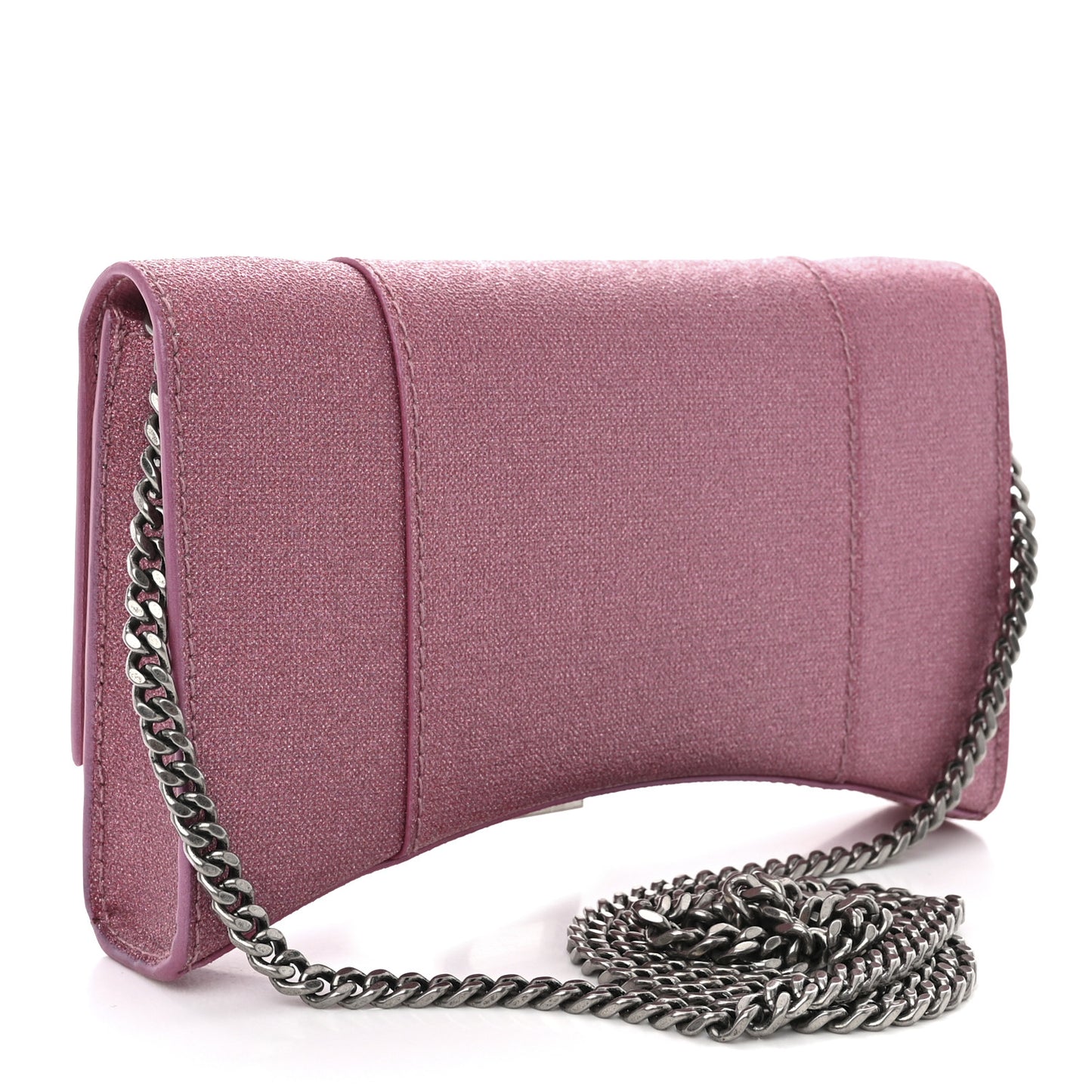 Sparkling Fabric XS Hourglass Wallet On Chain Sweet Pink