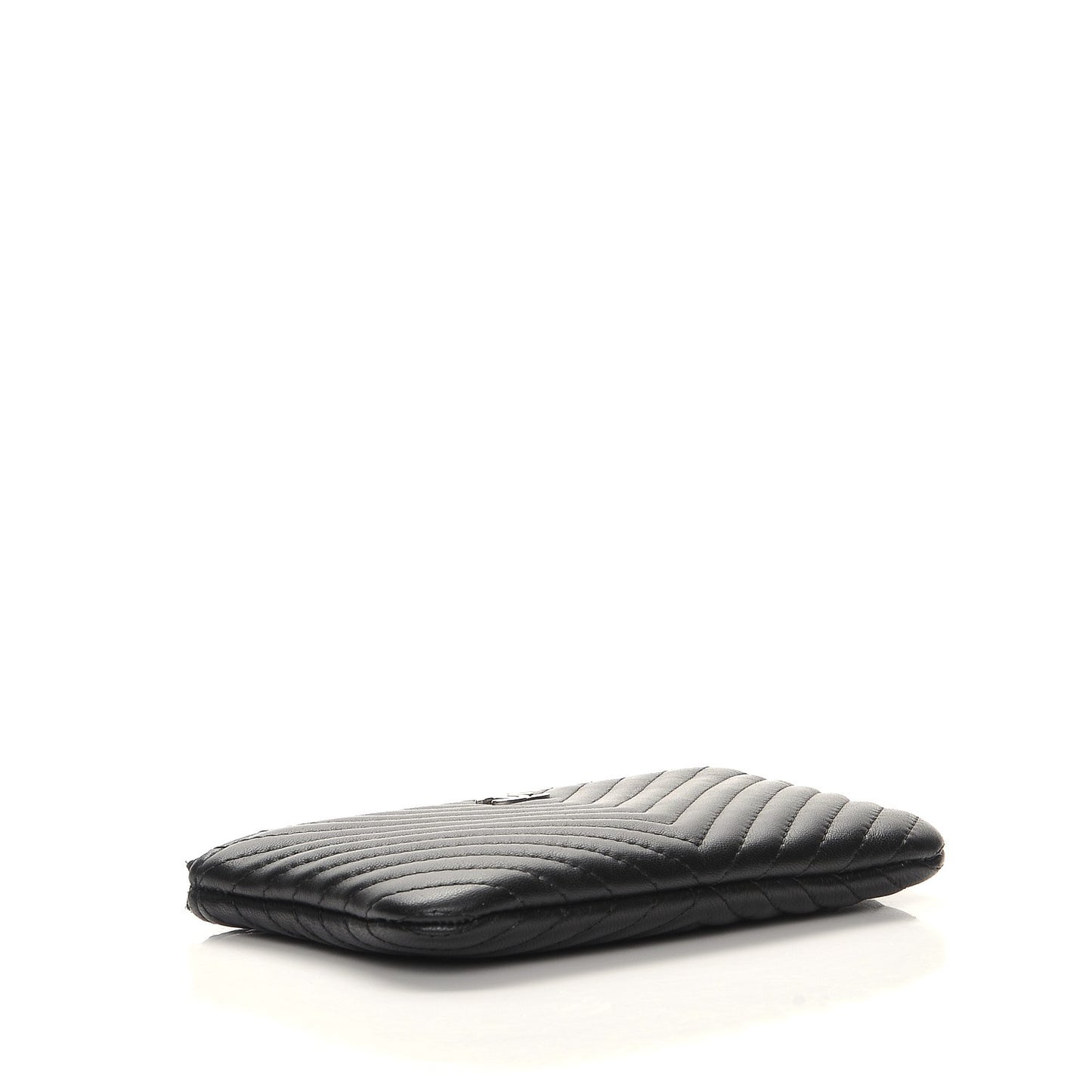 Calfskin Chevron Small Cosmetic Case Black