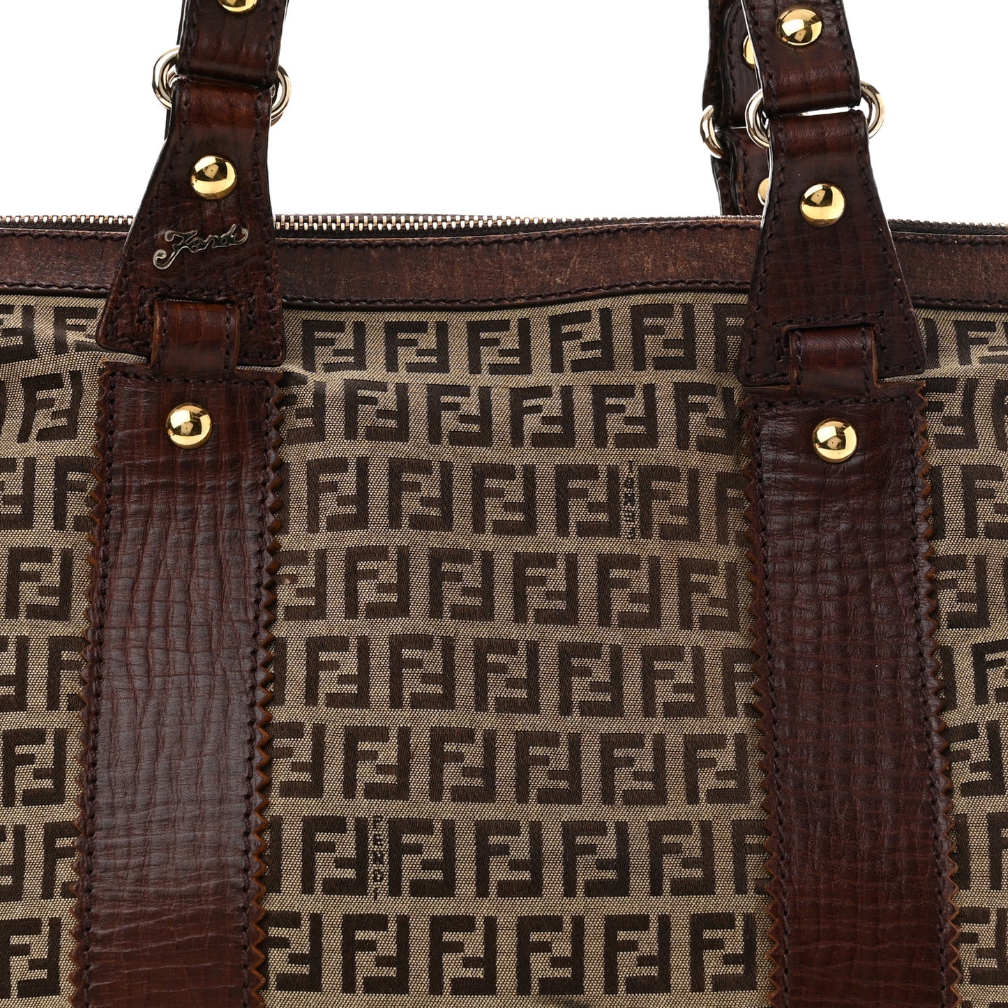 Zucchino Vitello Shopping Zip Tote Mogano Panna Bruciato