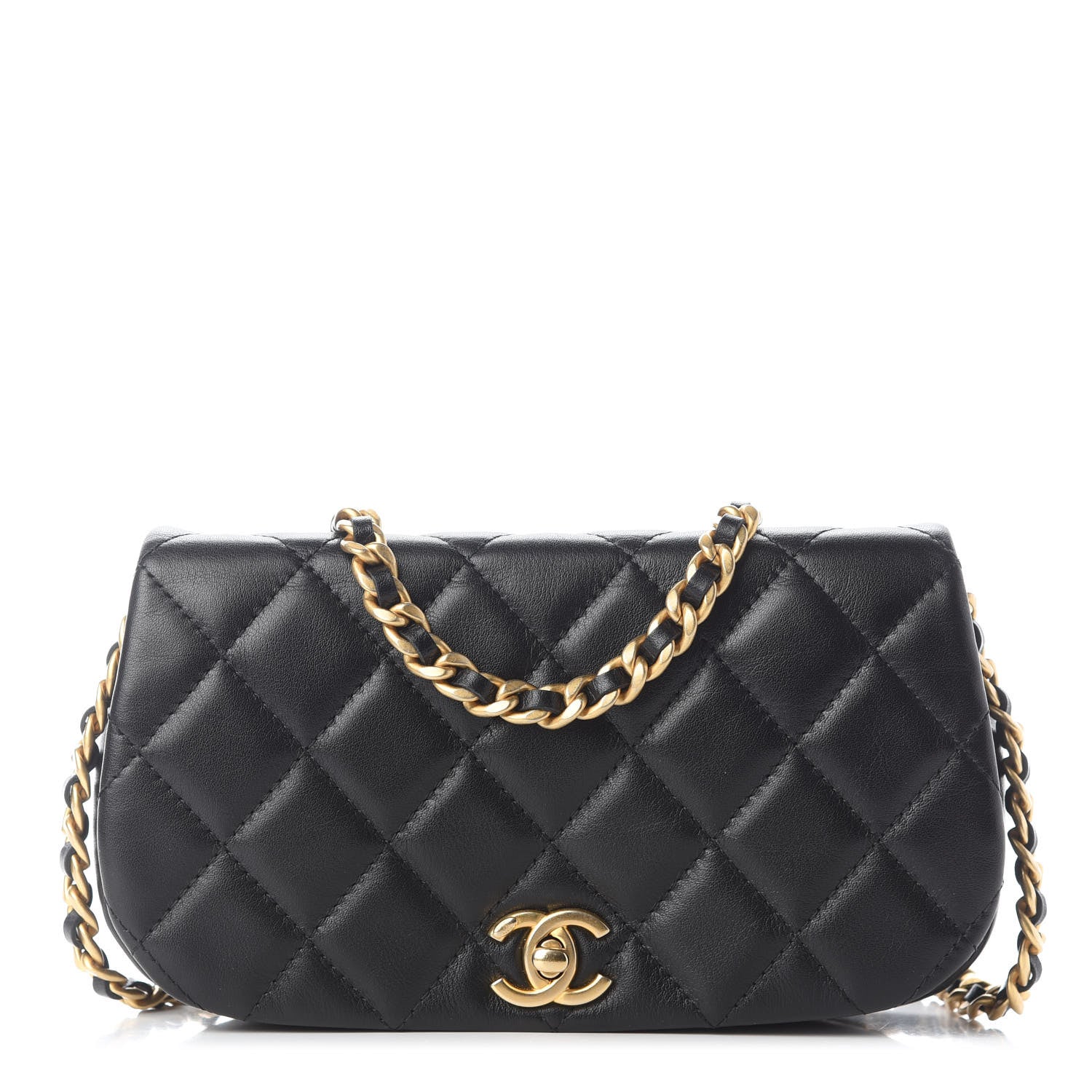 Chanel Calfskin Quilted Coco Mail Clutch With Chain Black 1 of 10