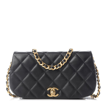 Chanel Calfskin Quilted Coco Mail Clutch With Chain Black 1 of 10