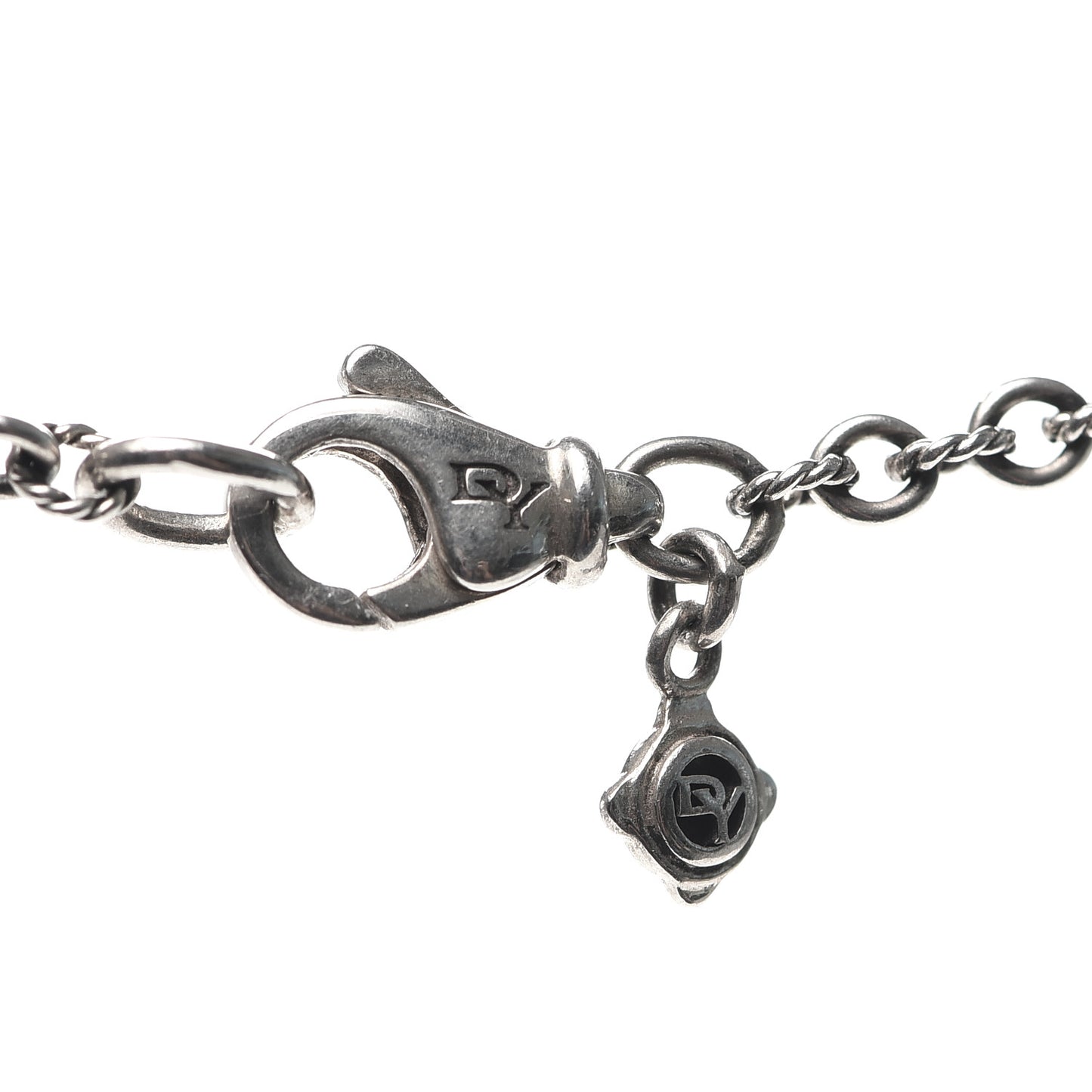 Sterling Silver Diamond Cable Collectibles Lock and Key Charm Pendant Necklace